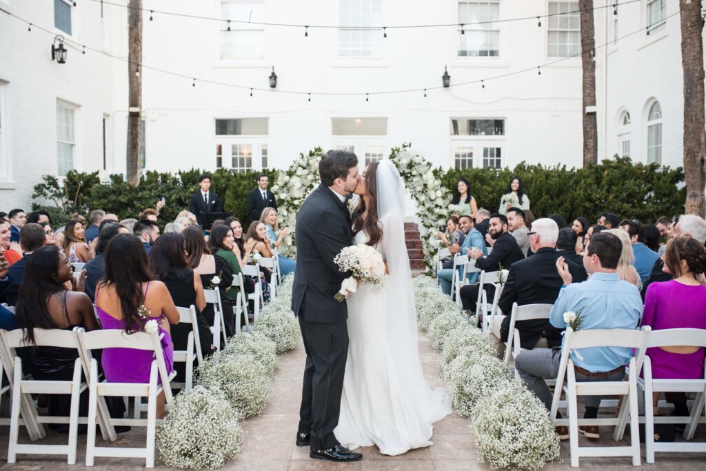 Wedding ceremony kiss at Casa Marina Jacksonville