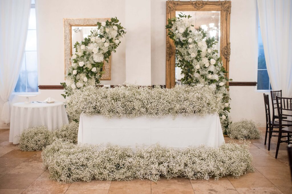 Wedding Sweet Heart Table made with Fresh Florals | Casa Marina Jacksonville Florida