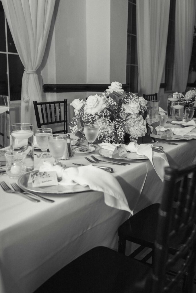 Dinner Table Details for Casa Marina Wedding Reception, Jacksonville Florida