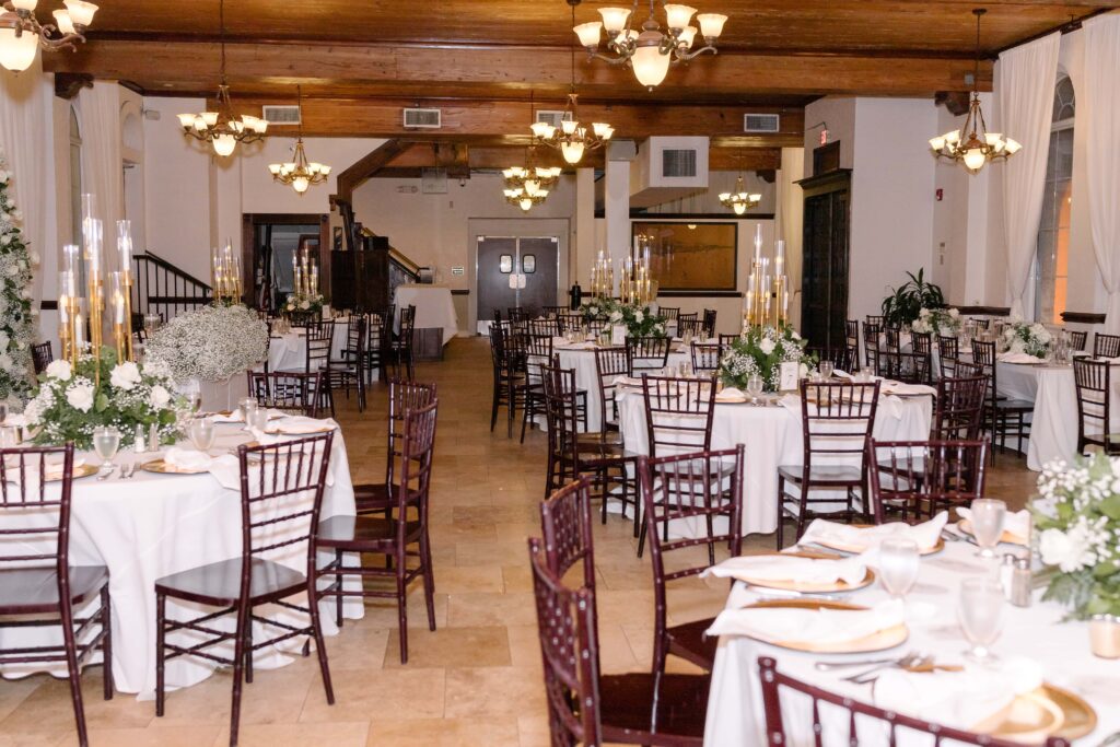 Dinner Table Details for Casa Marina Wedding Reception, Jacksonville Florida
