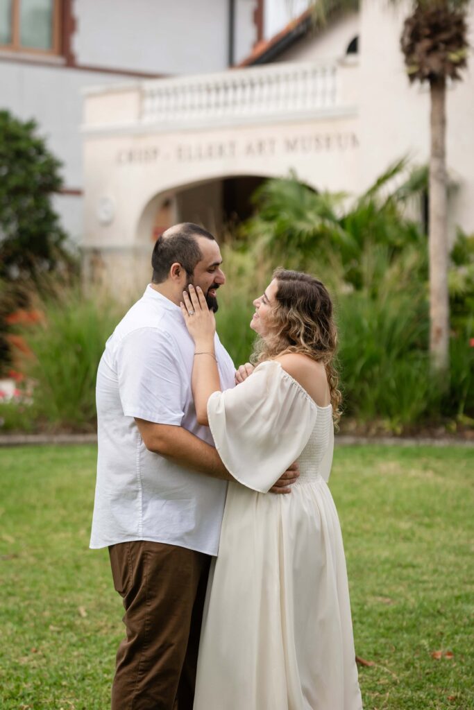 Engagement session in front of Crisper Ellert Art Museum, St. Augustine. FL