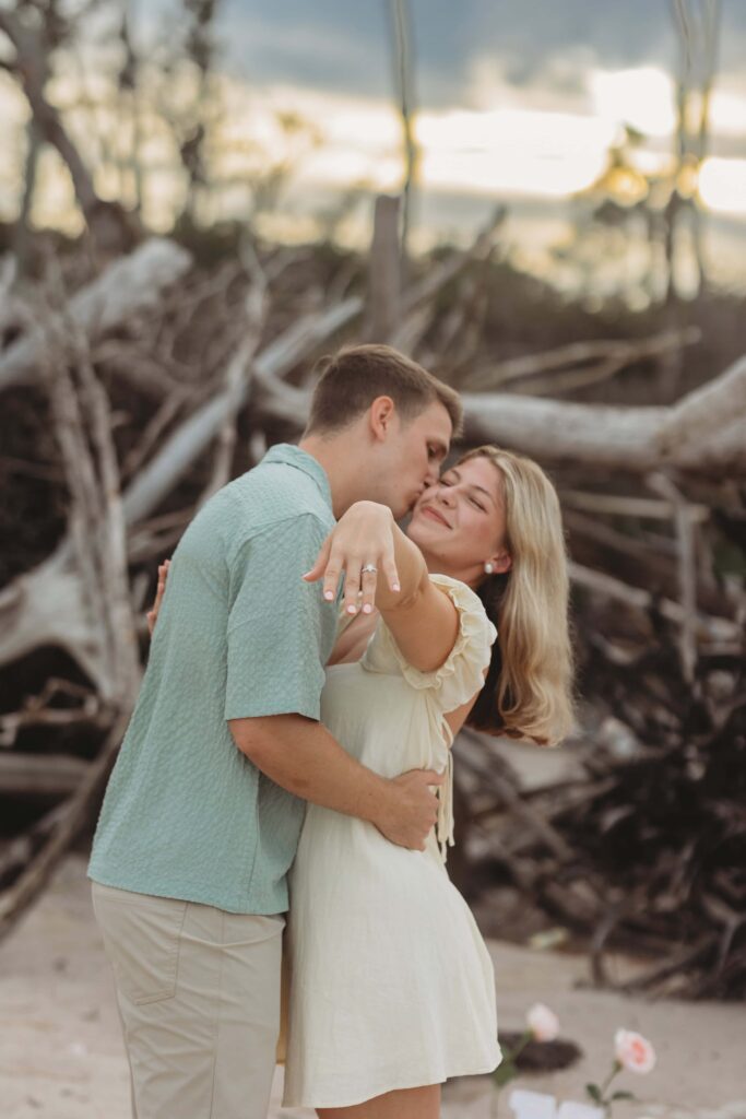 She said "YES" when he proposed to her at Boneyard Beach in Jacksonville, FL