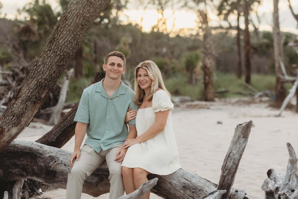 An engagement session after a proposal on Boneyard Beach