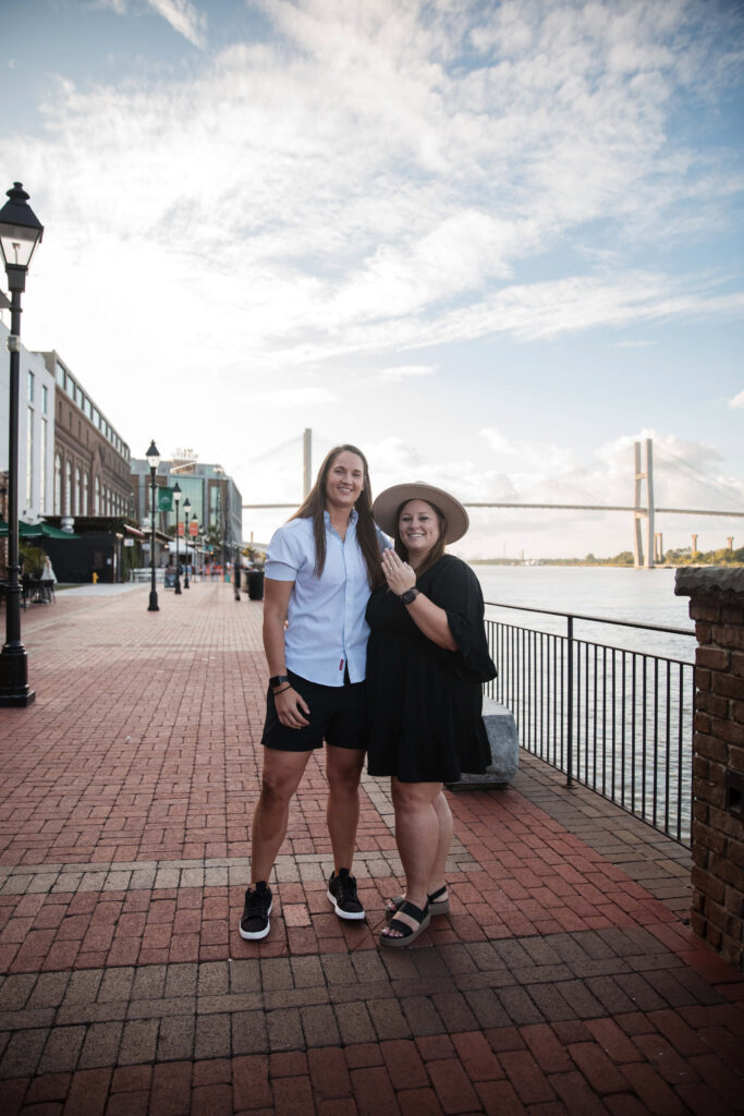 Proposing on the riverwalk of Savannah, GA 