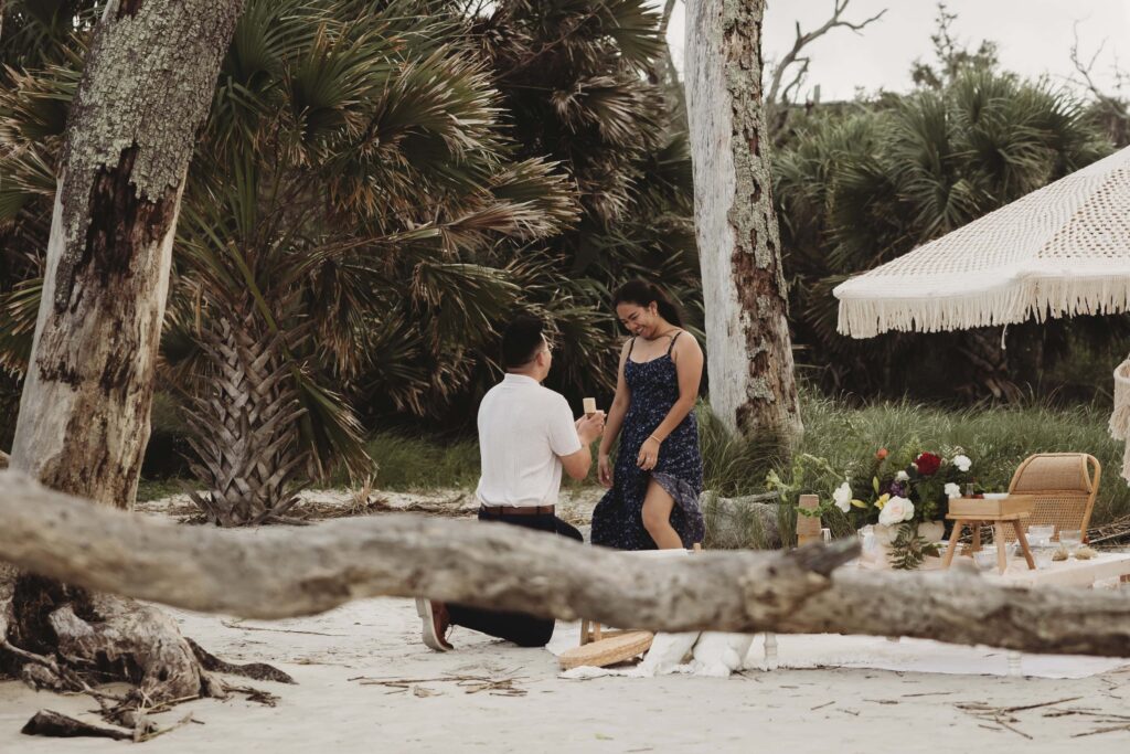 A proposal at Driftwood Beach in Jekyll Island | Proposal Photographer in Jekyll Island, Phavy Photography