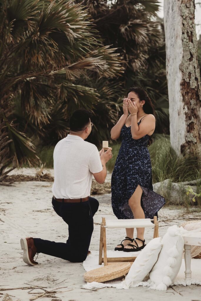 A proposal at Driftwood Beach in Jekyll Island | Proposal Photographer in Jekyll Island, Phavy Photography