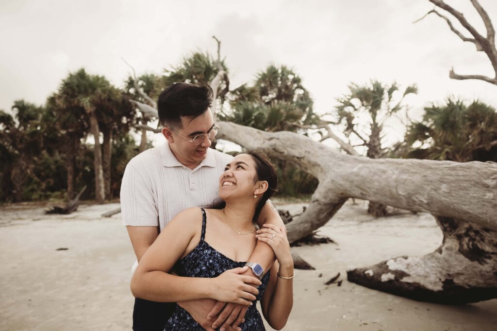 A proposal at Driftwood Beach in Jekyll Island | Proposal Photographer in Jekyll Island, Phavy Photography