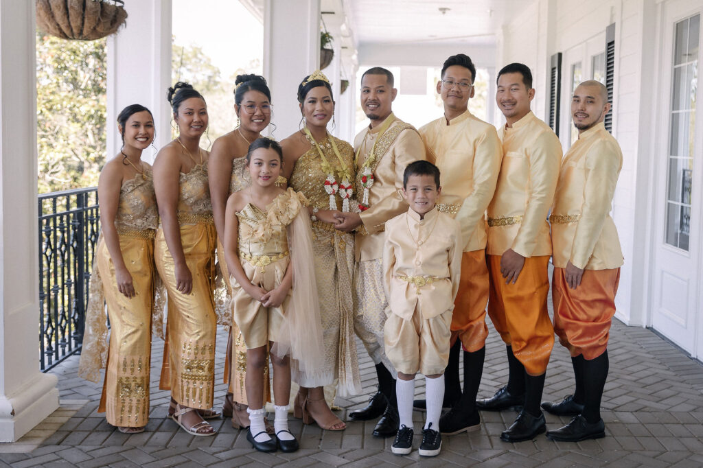 Khmer wedding part in traditional wedding attire