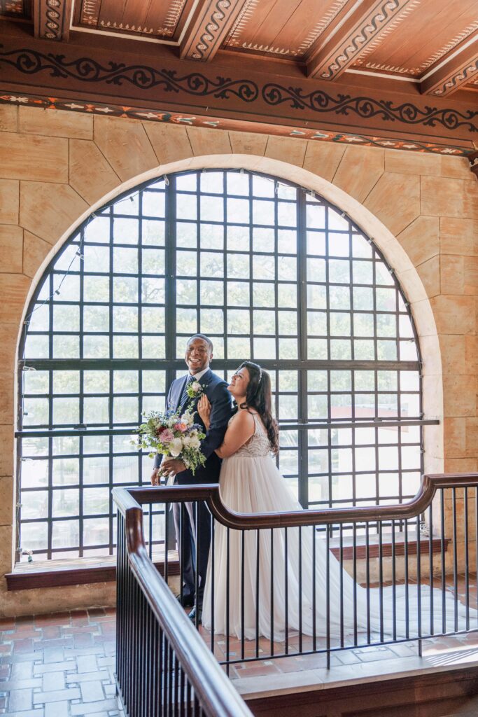 Bride and groom first look at The Treasury, St. Augustine Wedding | Phavy Photography