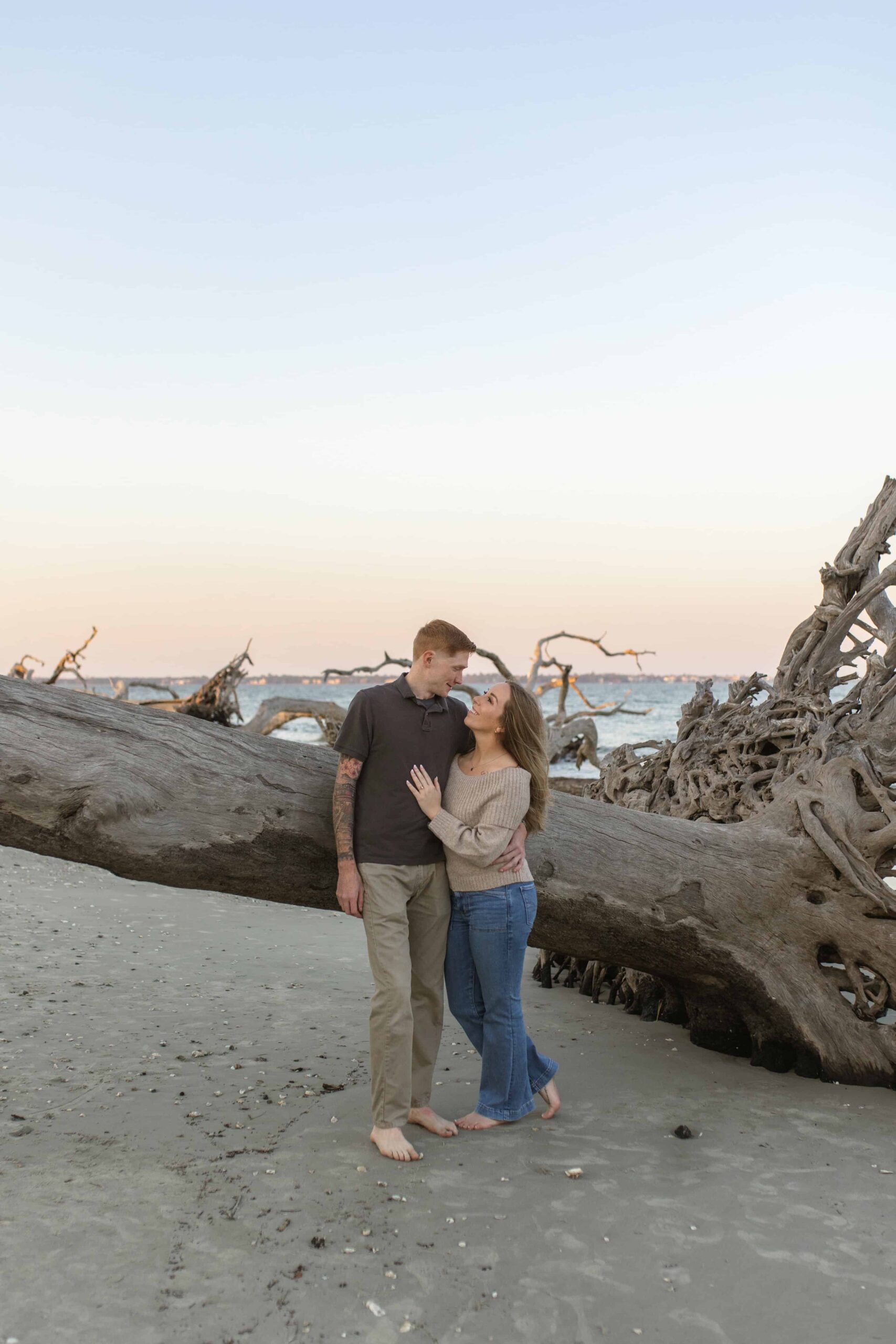 An Engagement at Driftwood Beach in Jekyll Island, GA