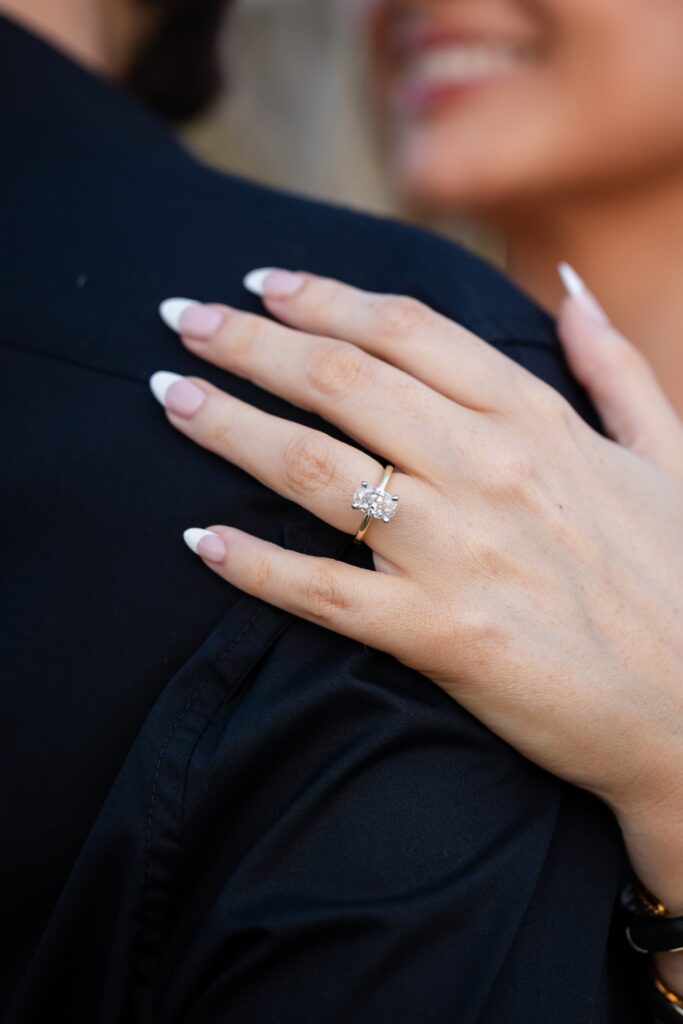 The detail ring shot during an engagement photoshoot