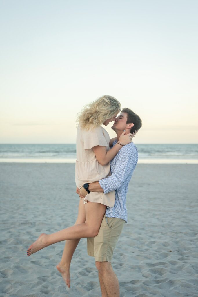 Romantic beach engagement photo captured in St Augustine FL