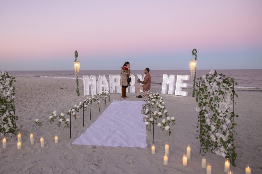 Proposal sunset during Sunset on Jacksonville Beach