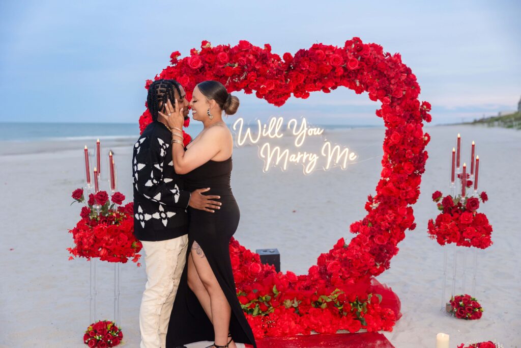 Jacksonville Proposal Ideas - Heart Set up for Proposal