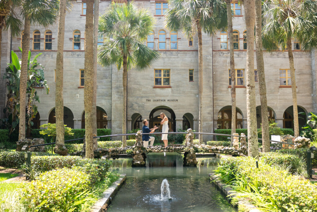 Proposal at koi pond at Lightner Museum