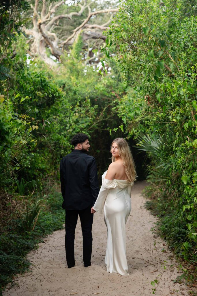 Silky dress from Fashion Nova for engagement photoshoot