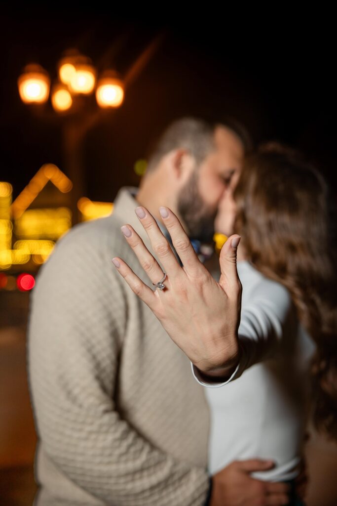 Engagement session during Nights of Lights, St. Augustine