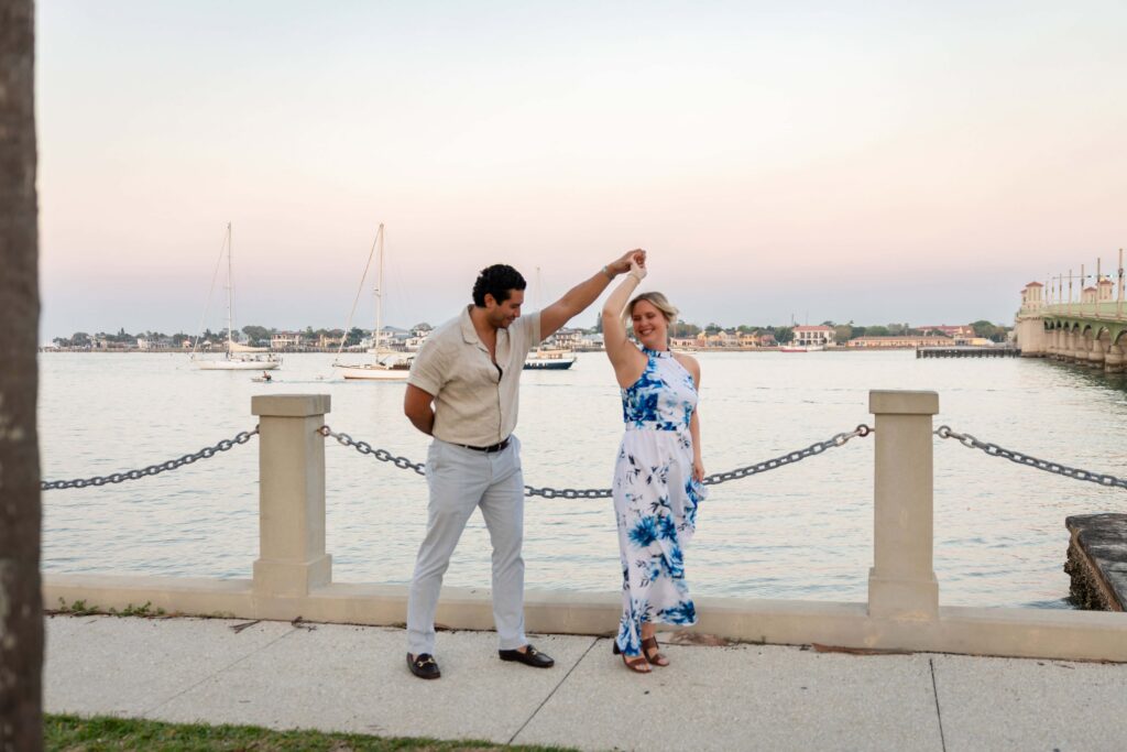 A proposing in St. Augustine at the Mantanzas Bay | Sunset proposal Captured by Phavy Photography, St. Augustine Proposal Photographer