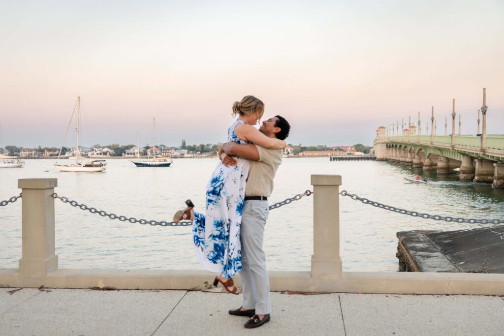 A proposing in St. Augustine at the Mantanzas Bay | Sunset proposal Captured by Phavy Photography, St. Augustine Proposal Photographer