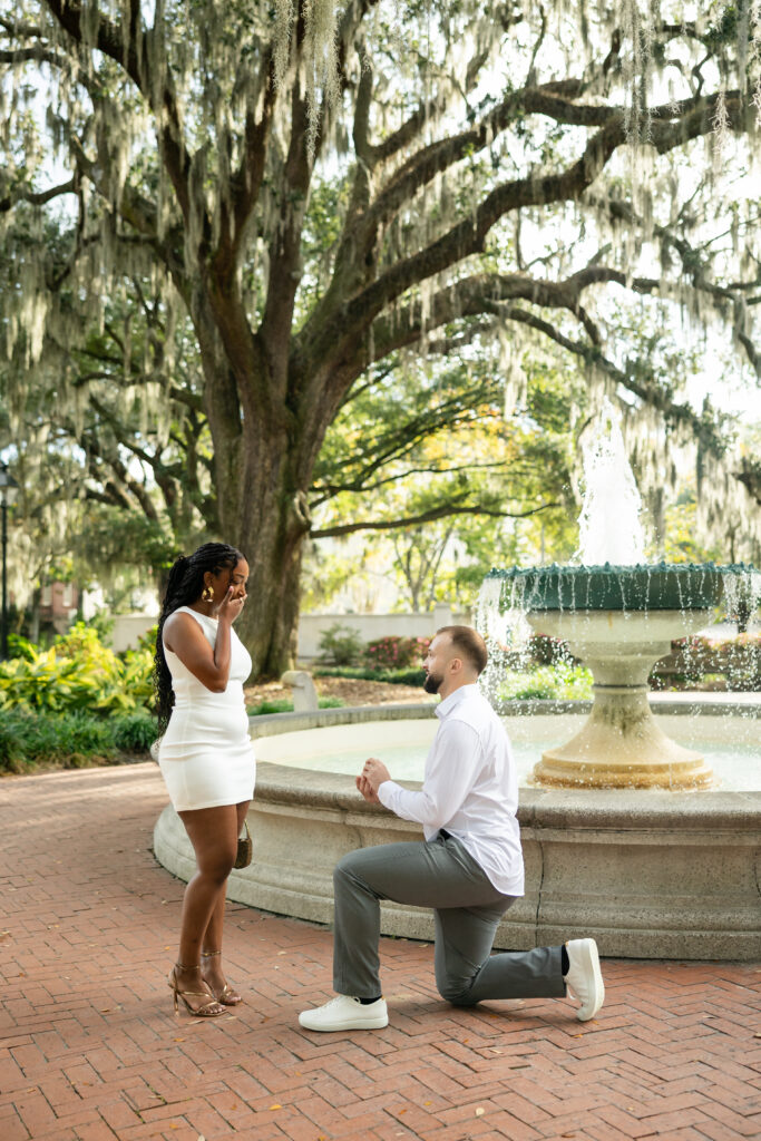 Surprise proposal at Orleans Square, Savannah