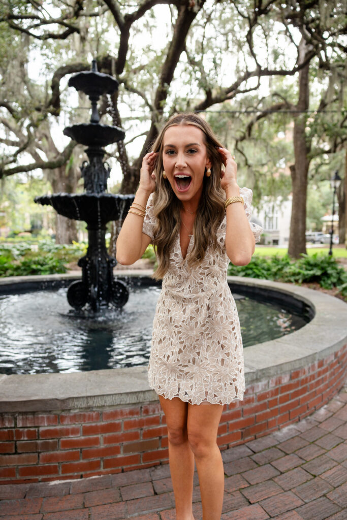 Surprise proposal at Lafayette Square, Savannah