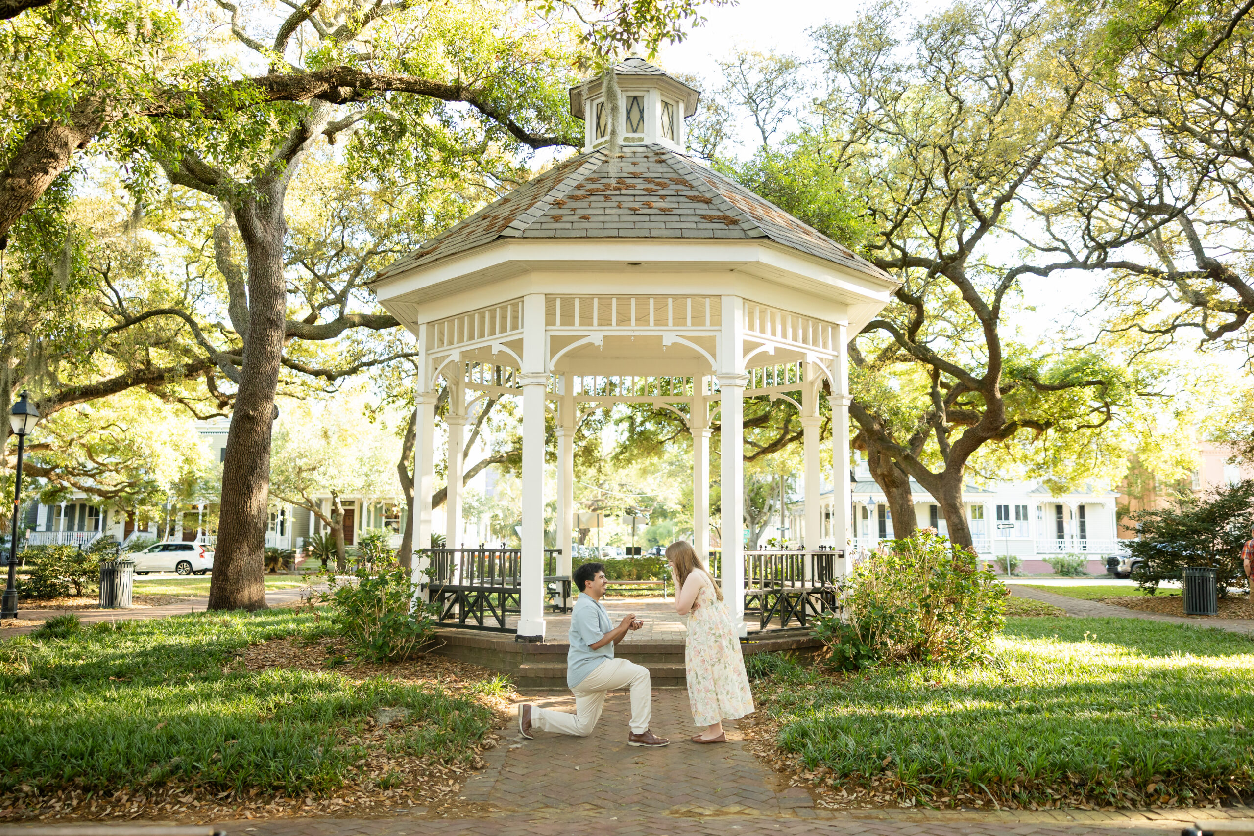 A proposal at Whitefield Square in Savannah, GA