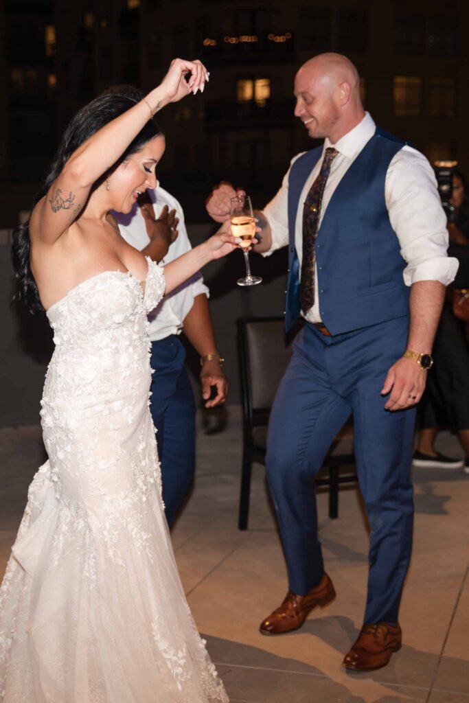 Wedding reception fun at the Thompson Savannah | Documentary style wedding photographer in Savannah