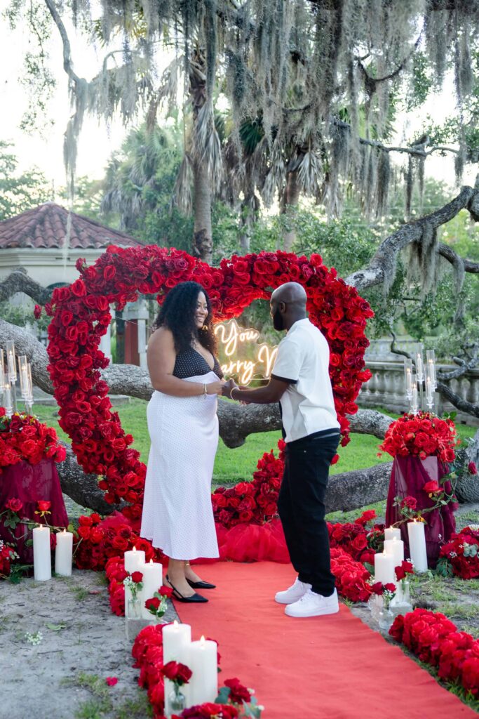A surprise proposal in Jacksonville with beautiful decorations