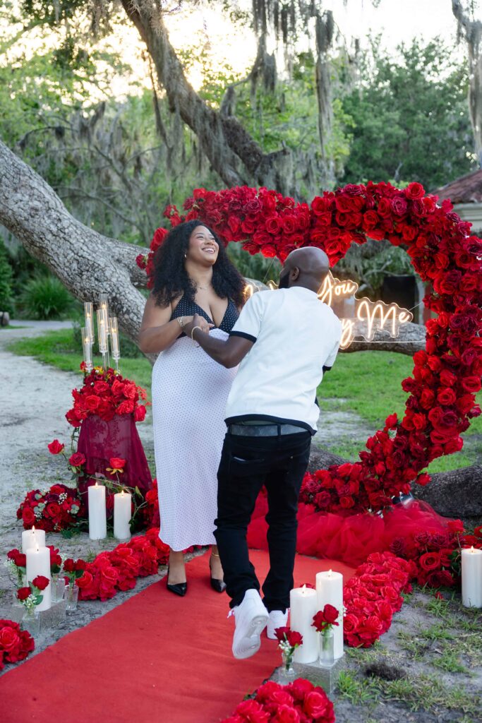 A surprise proposal in Jacksonville with beautiful decorations