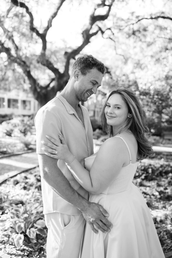 Savannah proposal photographer capturing a surprise engagement at Forsyth Park