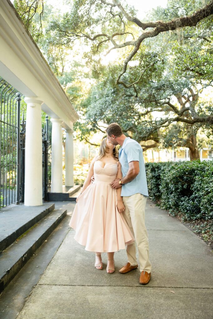 Savannah proposal photographer capturing a surprise engagement at Forsyth Park