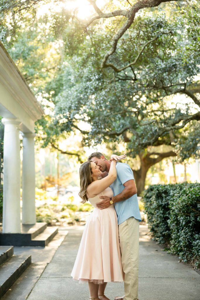 Savannah proposal photographer capturing a surprise engagement at Forsyth Park